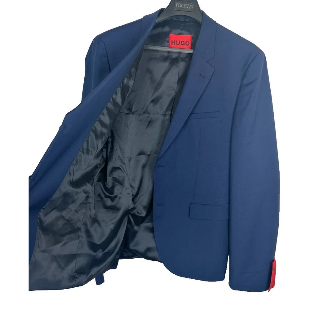 Hugo Boss Suit Jacket Size 44R Medium Blue Modern Fit Wool Blend Karl-Tom244X